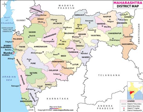 Districts Map of Maharashtra, Maharashtra Districts Map, Maharashtra ...