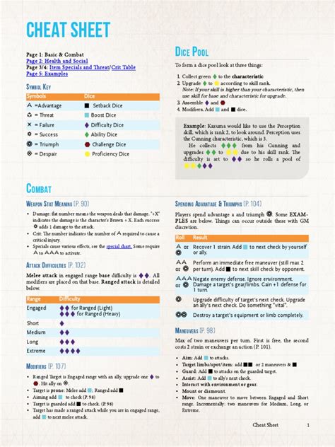 Genesys Cheat Sheet 0.9.5 | PDF | Negotiation | Leisure