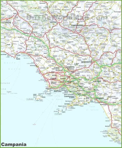 Large detailed map of Campania with cities and towns | Detailed map ...