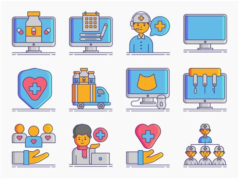 50 Telehealth Icon Set - Flat Icons