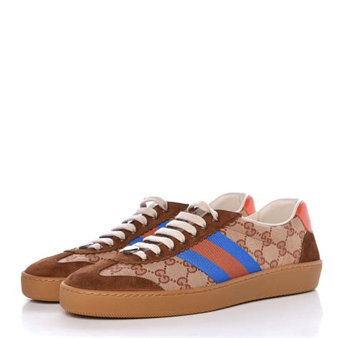 GUCCI Monogram Web Mens Sneakers 8 Brown 345631