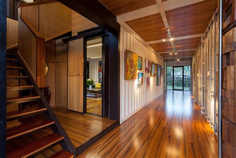 Entrance Hall, Stairs, Shipping Container Home in Brisbane, Queensland