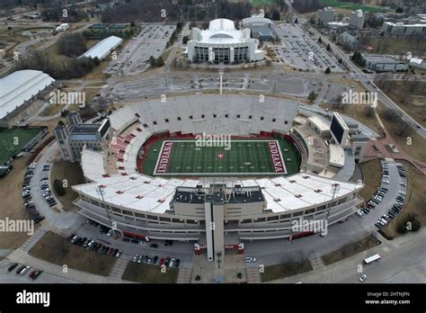 An aerial view of Memorial Stadium on the campus of Indiana University ...