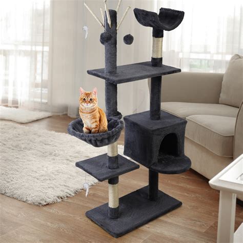 i.Pet Cat Tree 140cm Trees Scratching Post Scratcher Tower Condo House ...