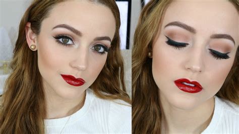 Simple Holiday Makeup Tutorial | Glossy Red Lips - YouTube