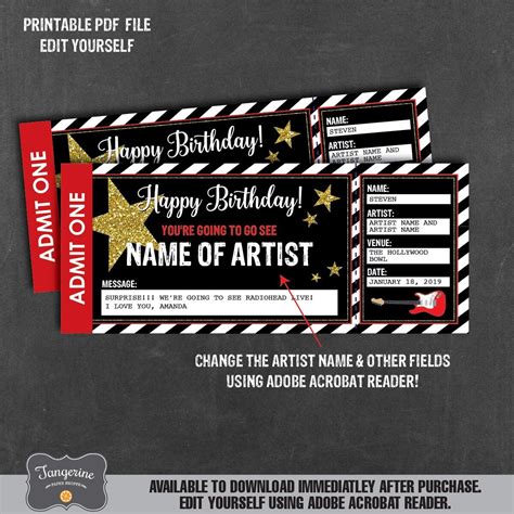 Birthday Concert Ticket Gift Surprise Concert Ticket | Etsy