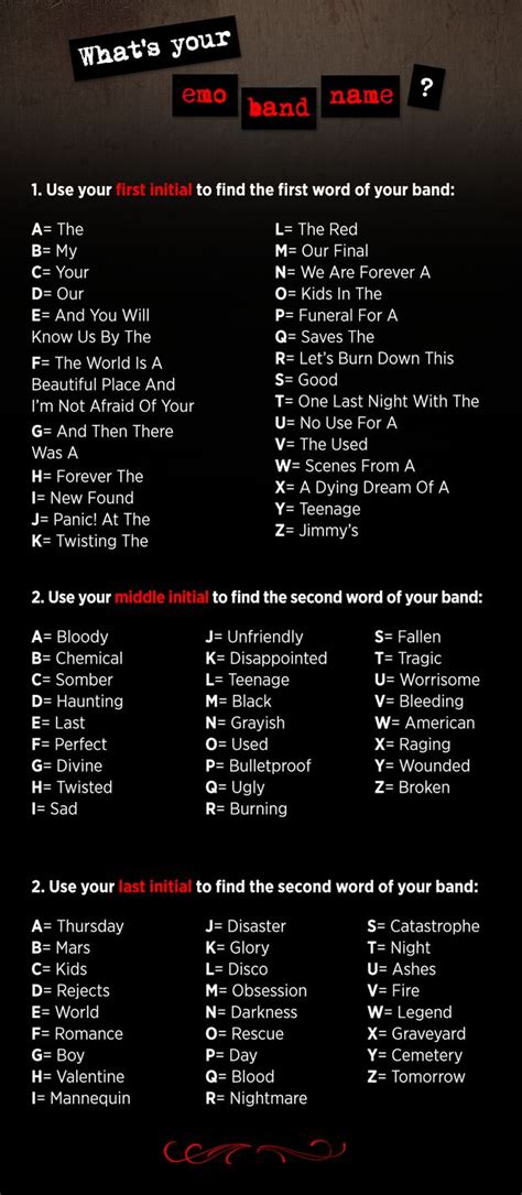 The Official Emo Band Name Generator | Band name generator, Emo bands ...