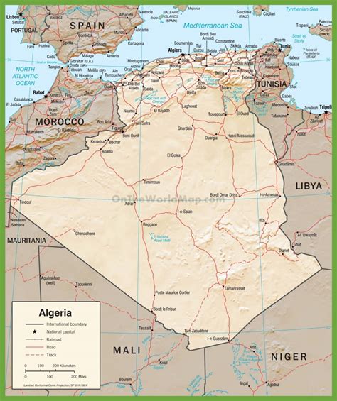 Detailed political map of Algeria with roads - Ontheworldmap.com