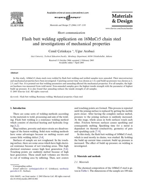 1-S2.0-Flash Butt Welding Application On 16MnCr5 Chain Steel and Investigations of Mechanical ...