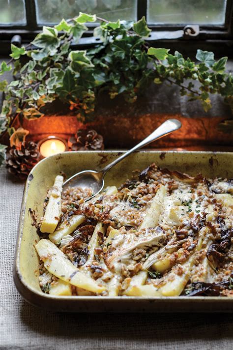 Recipe: Parsnips baked with pearled spelt, radicchio, crème fraîche & walnuts - Countryfile.com