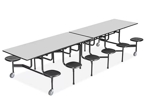 Rectangle Mobile Cafeteria Table with Stools - Light Gray H-9855GR - Uline