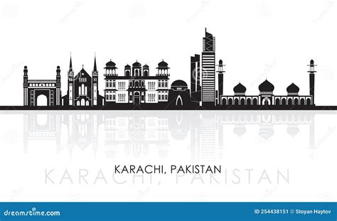 Silhouette Skyline Panorama of City of Karachi, Pakistan Stock Vector ...