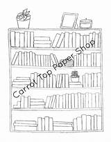 Bookshelf Coloring Page Pages sketch template