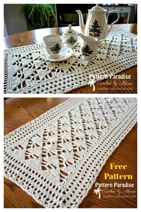 10+ Christmas Table Runner Free Crochet Patterns | Crochet table runner pattern, Holiday crochet ...