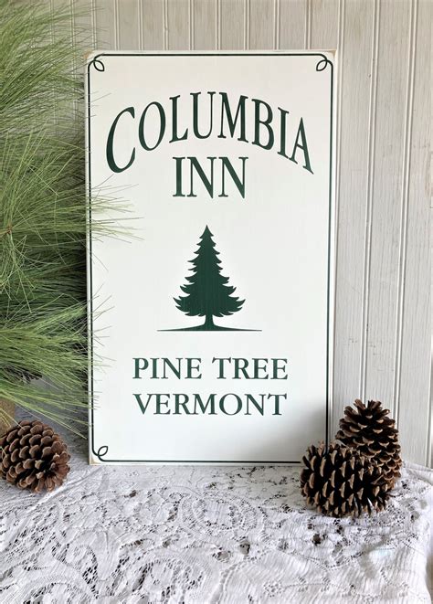 White Christmas Sign Columbia Inn Sign Wood Sign Holiday Decor Pine ...