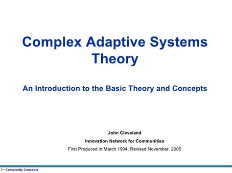 Complex Adaptive Systems Theory