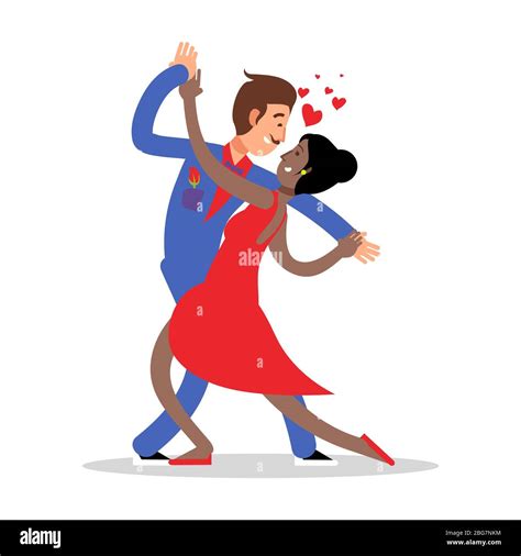 Cartoon character couple dancing vector illustration isolated on white ...