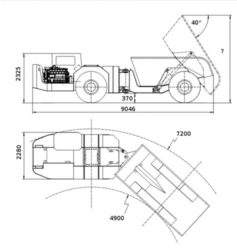 Underground Mining Low Profile Dump Truck 10CBM Volume Capacity 2280mm ...