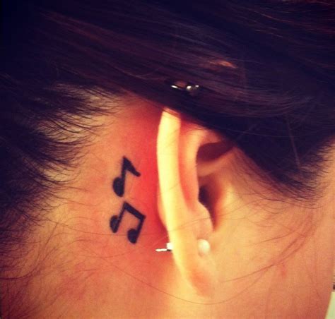 Music note tattoo. | Behind ear tattoos, Note tattoo, Music notes tattoo