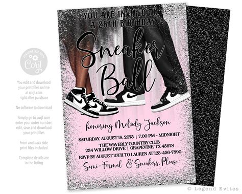 Sneaker Ball Invitations,Sneaker Ball Birthday Party Invitations,Sneaker Birthday Invitations ...