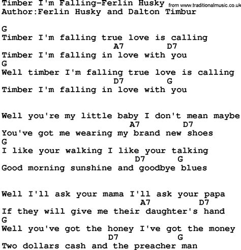 Country Music:Timber I'm Falling-Ferlin Husky Lyrics and Chords