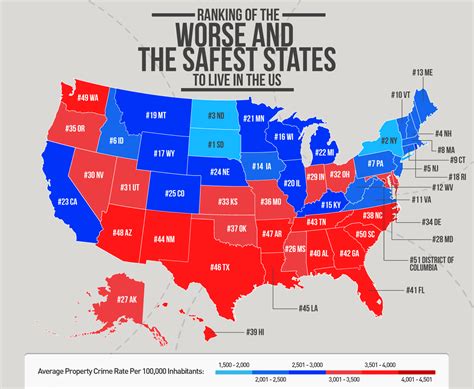 Ranking of the worse and the safest states to live in the U.S. - Vivid Maps