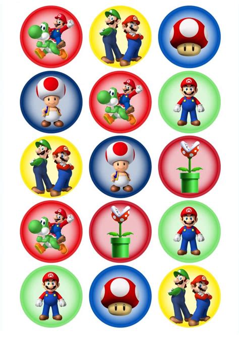 Mario Bros cupcake / cookie edible toppers - Itty Bitty Cake Toppers