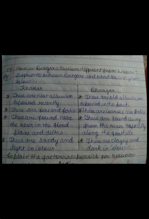 distinguish between Khadar and bhangar soil by giving four characteristic features of each and ...