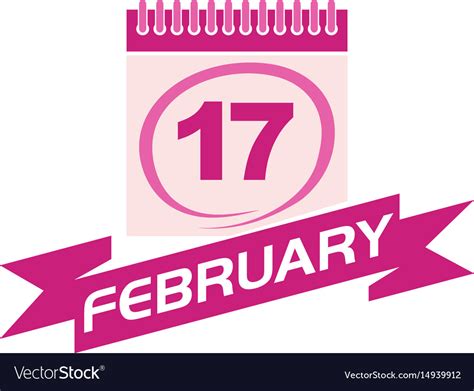 17 february calendar with ribbon Royalty Free Vector Image