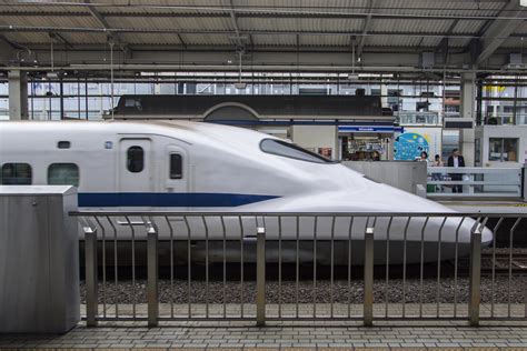 KYOTO, JAPAN, 2016 - Shinkansen N700 speed train at kYOTO station in Japan. N700 series trains ...