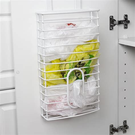 Over the Cabinet Plastic Bag Organizer and Grocery Bag Holder, White - Walmart.com - Walmart.com