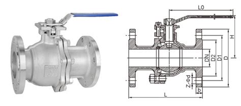 2PC flanged stainless steel ball valve