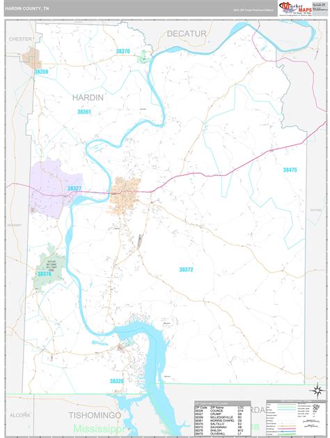 Hardin County, TN Wall Map Premium Style by MarketMAPS - MapSales