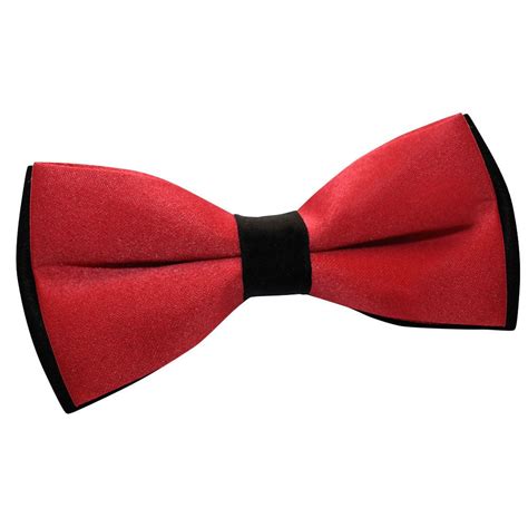 Men's Plain Red & Black Satin Bow Tie