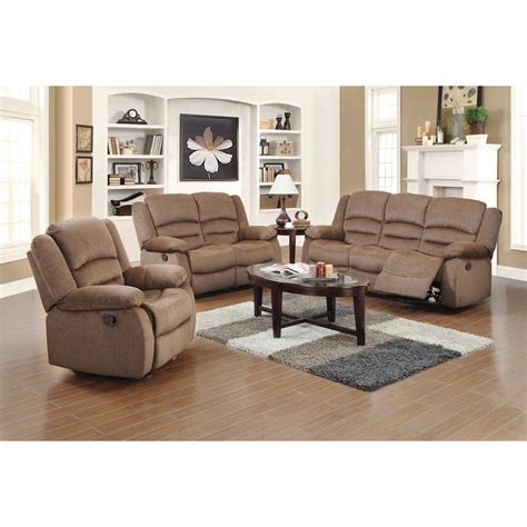 Ellis Contemporary Microfiber 3-Piece Living Room Set, Light Brown-S6023 - The Home Depot