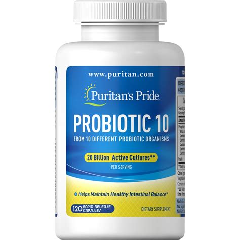 Puritans Pride Rapid Release Probiotic 10 Capsules 120 Count - Walmart.com