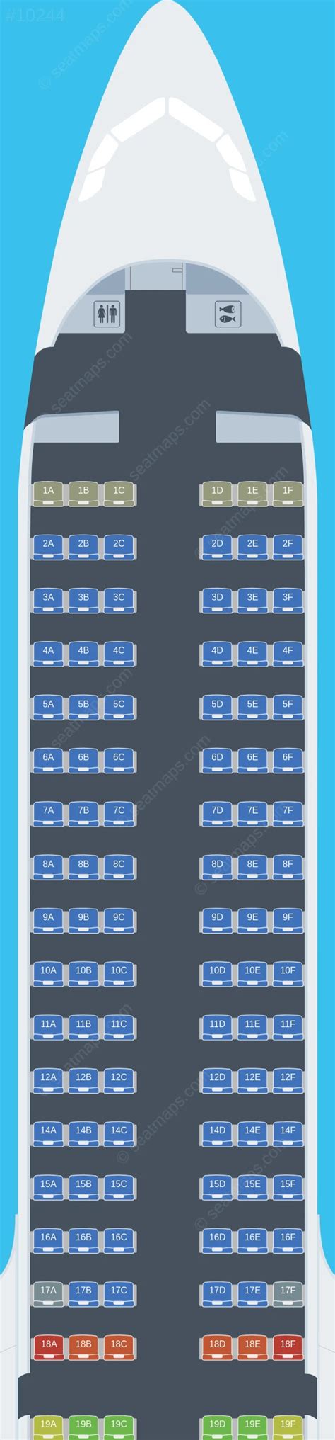 Seat map of Airbus A321 Jet2.com updated 2024