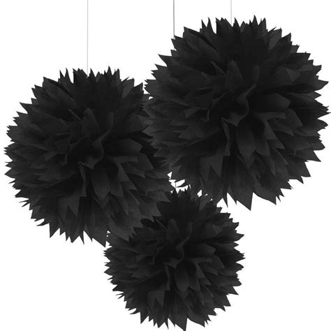 Black Tissue Pom Poms 3ct | Party City