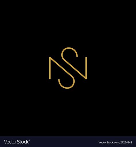 Letter s n sn ns logo design simple Royalty Free Vector