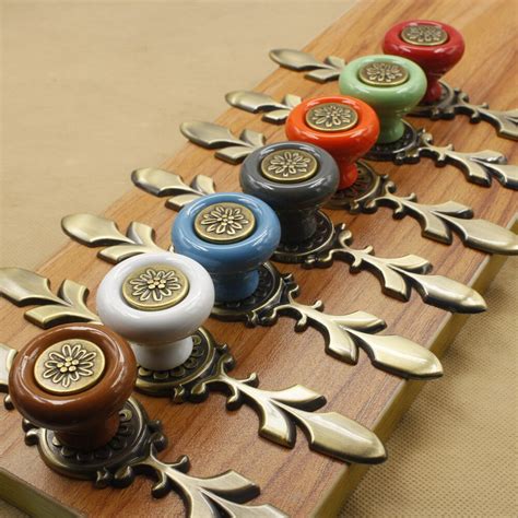 Sytian® 7pcs Multicolor High Quality Vintage Style Ceramic Pumpkin Drawer Knobs Dresser Cabinet ...