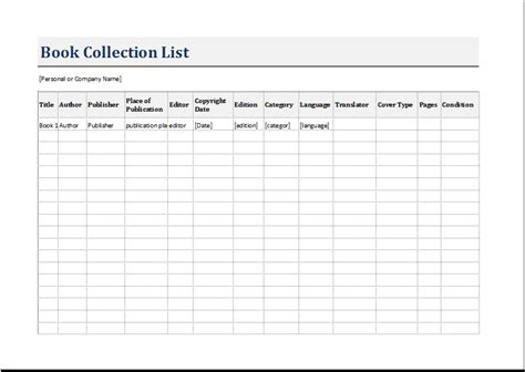 Book Inventory List Template for EXCEL | Word & Excel Templates