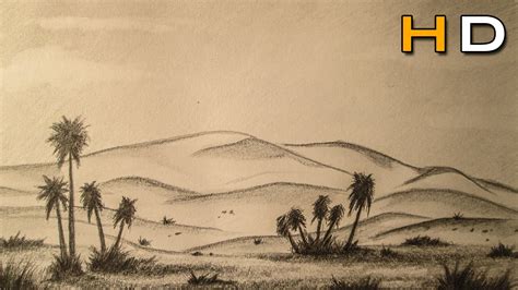 How to Draw a Desert Landscape with pencil Step by Step - Timelapse - YouTube