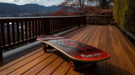 Red And Orange Skateboard On Top Of A Deck Background, Asuka Ii Deck ...