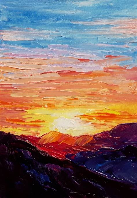 Mountain sunset painting – Artofit