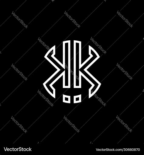 Kk monogram logo circle ribbon style outline Vector Image