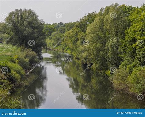 The river lippe in germany stock image. Image of forest - 182177005