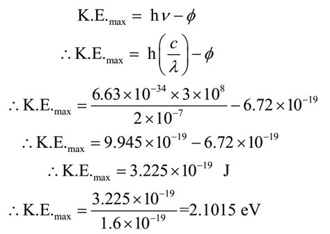 Stopping potential, Photoelectric work function, maximum kinetic energy