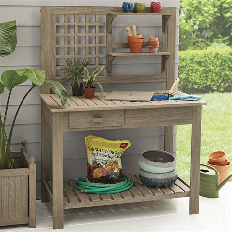 Better Homes & Gardens Gray Wood Potting Bench - Walmart.com