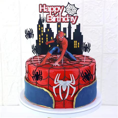 Buy Spiderman Happy Birthday Cake Toppers, Spiderman Cake Decorations, Spiderman Cake Topper ...