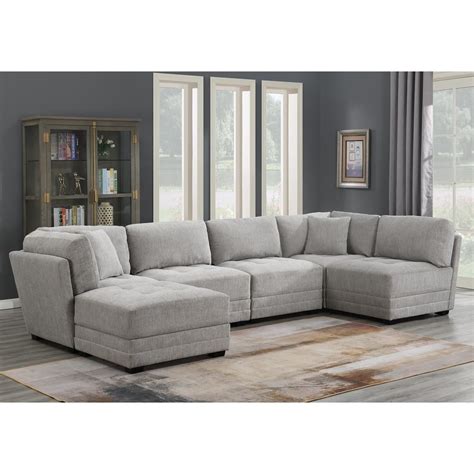 Mstar International Norris 6 Piece Modular Fabric Sectional Sofa with Storage Ottoman | Costco UK